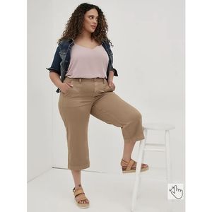 Torrid High Rise Crop Wide Leg Utility Pant - Stretch Twill Beige